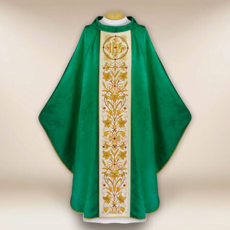 Green Jacquard Embroidered Chasuble