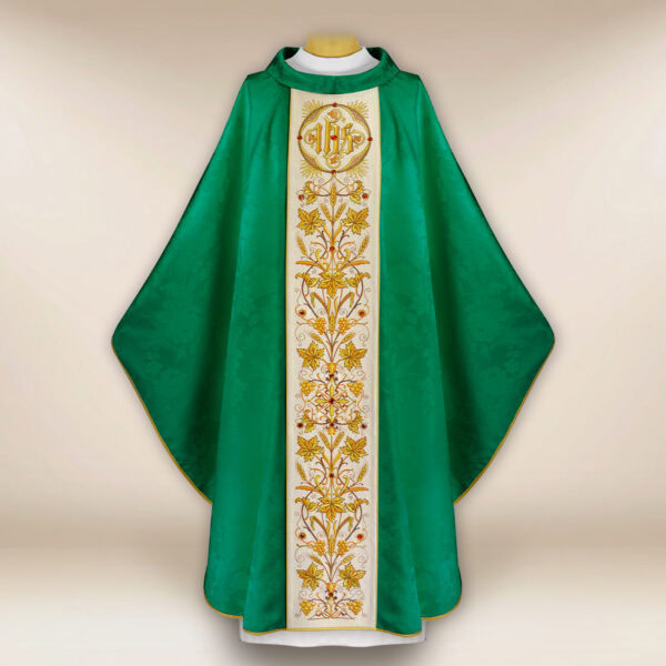 Green Jacquard Embroidered Chasuble