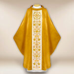 Embroidered jacquard chasuble in gold