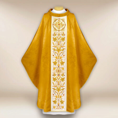 Embroidered jacquard chasuble in gold