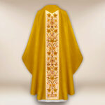 Embroidered jacquard chasuble in gold