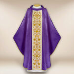 Purple jacquard embroidered chasuble