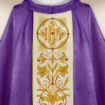 Purple jacquard embroidered chasuble