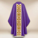 Purple jacquard embroidered chasuble