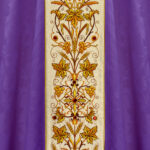Purple jacquard embroidered chasuble