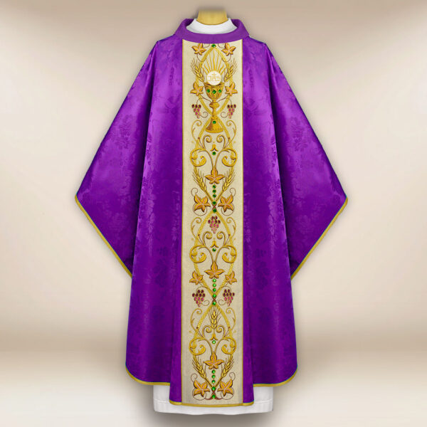 Embroidered chasuble with chalice motif