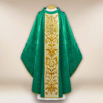 Green embroidered chasuble IHS