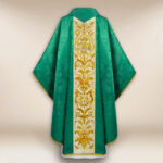 Green embroidered chasuble IHS