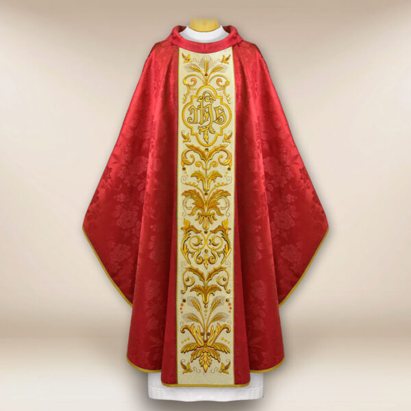 Embroidered Chasuble IHS Red