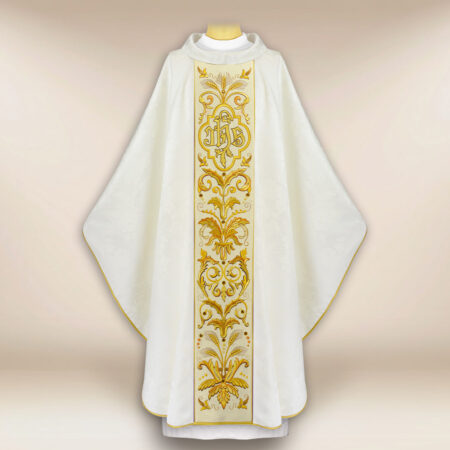Embroidered Chasuble IHS ecru