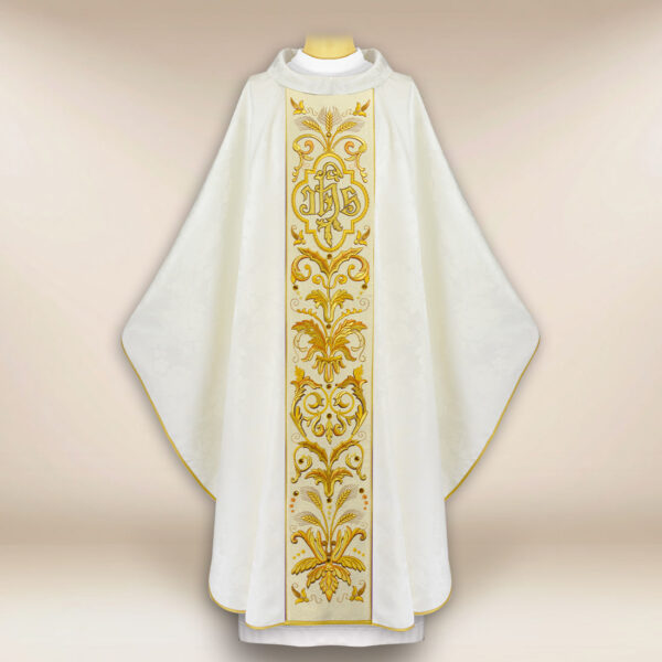 Embroidered Chasuble IHS ecru
