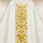 Embroidered Chasuble IHS ecru