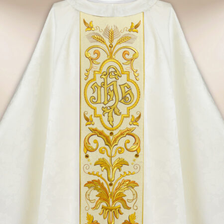 Embroidered Chasuble IHS ecru