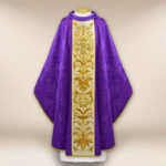 Embroidered IHS Chasuble in Purple
