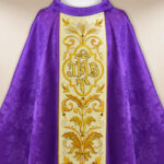 Embroidered IHS Chasuble in Purple