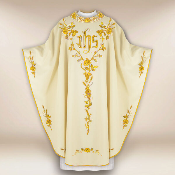 Liturgical Chasuble with IHS Embroidery
