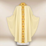 Liturgical embroidered chasuble in ecru