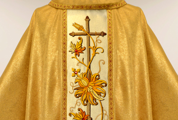 Back cross embroidery on gold chasuble from Classico Gold collection