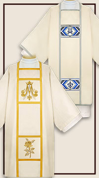Embroidered dalmatic with Marian motif – liturgical vestment for deacon
