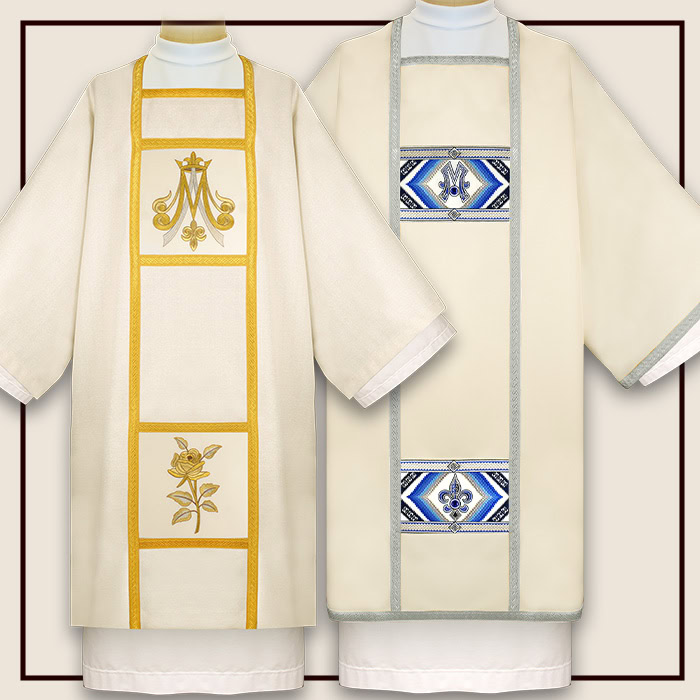 Embroidered dalmatic with Marian motif – liturgical vestment for deacon