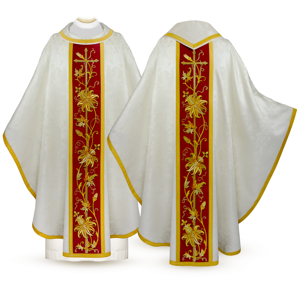 Classico Bianco liturgical chasuble front and back view