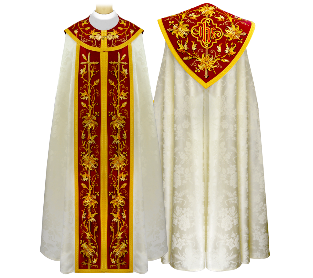 Embroidered cope from the Classico Bianco collection