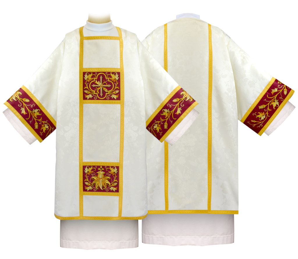 Embroidered dalmatic from the Classico Bianco collection