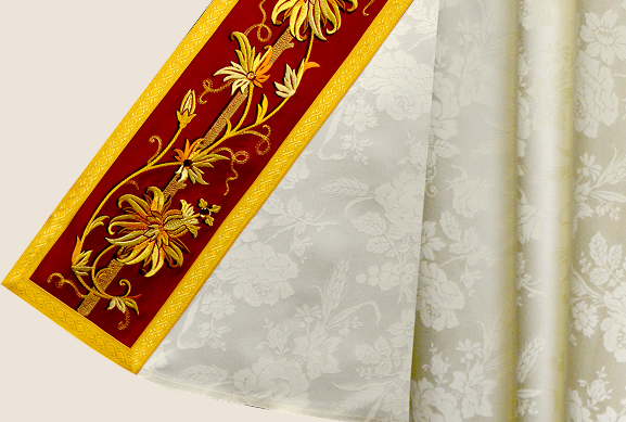 Close-up of embroidered liturgical ornament detail