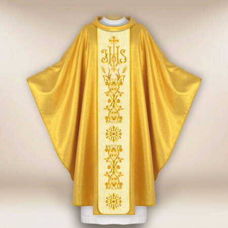Gold Liturgical Chasuble with IHS