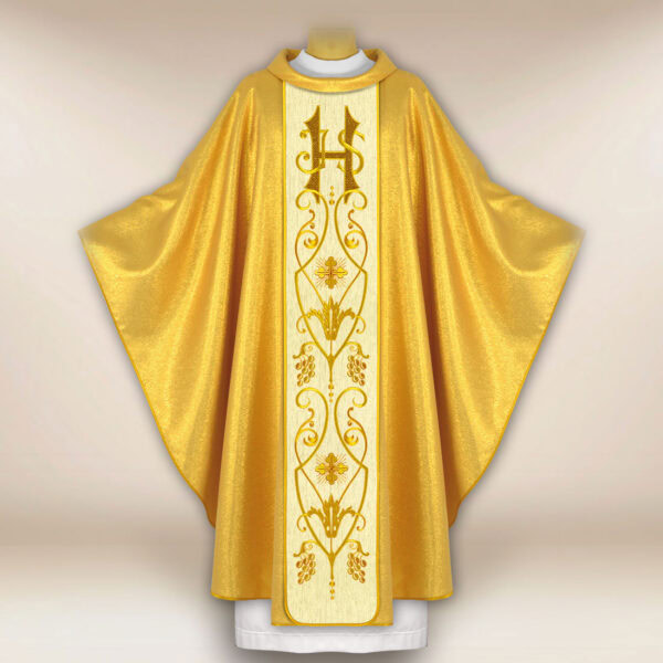 Liturgical Gold IHS Embroidered Chasuble