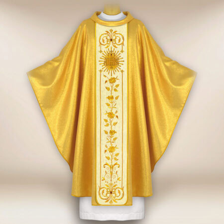 Gold Embroidered Chasuble IHS in Rays