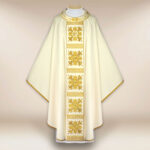 Embroidered liturgical chasuble in ecru