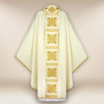 Embroidered liturgical chasuble in ecru