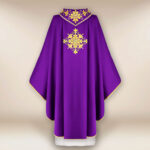Liturgical embroidered chasuble in purple