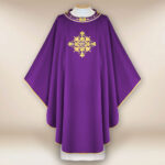 Liturgical embroidered chasuble in purple