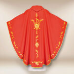 Red liturgical chasuble with PX