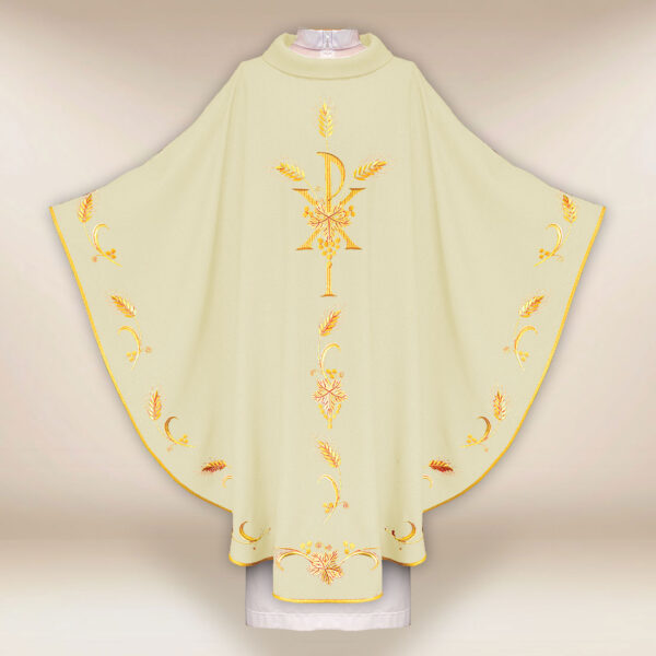 Liturgical Chasuble Ecru with PX