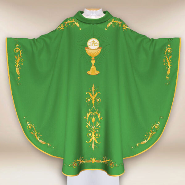 Embroidered Green Chasuble with Chalice