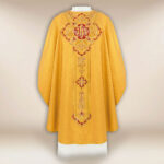 Gold embroidered chasuble with IHS