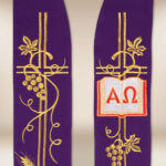 Embroidered Alpha Omega Stole in Purple