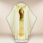 Liturgical chasuble embroidered with the image of St. Joseph.