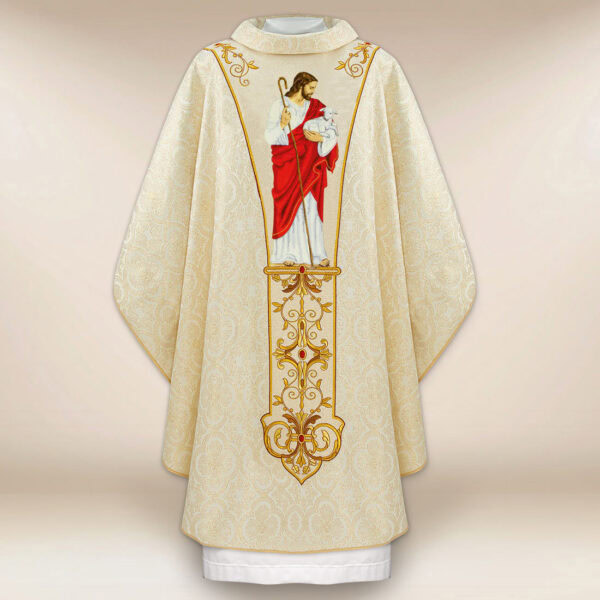 Liturgical chasuble Good Shepherd embroidered