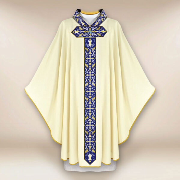 Liturgical Marian Chasuble in Ecru