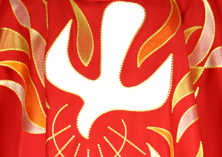 the embroidery design on the front and back of the liturgical chasuble
