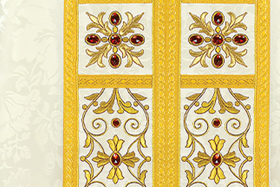 White jacquard fabric – premium liturgical chasuble