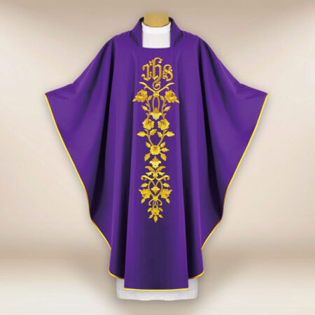 Embroidered Chasuble IHS with Roses