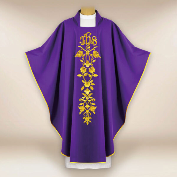 Embroidered Chasuble IHS with Roses