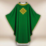 Embroidered Chasuble with IHS in Green
