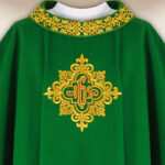 Embroidered Chasuble with IHS in Green