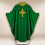 Embroidered Chasuble with IHS in Green